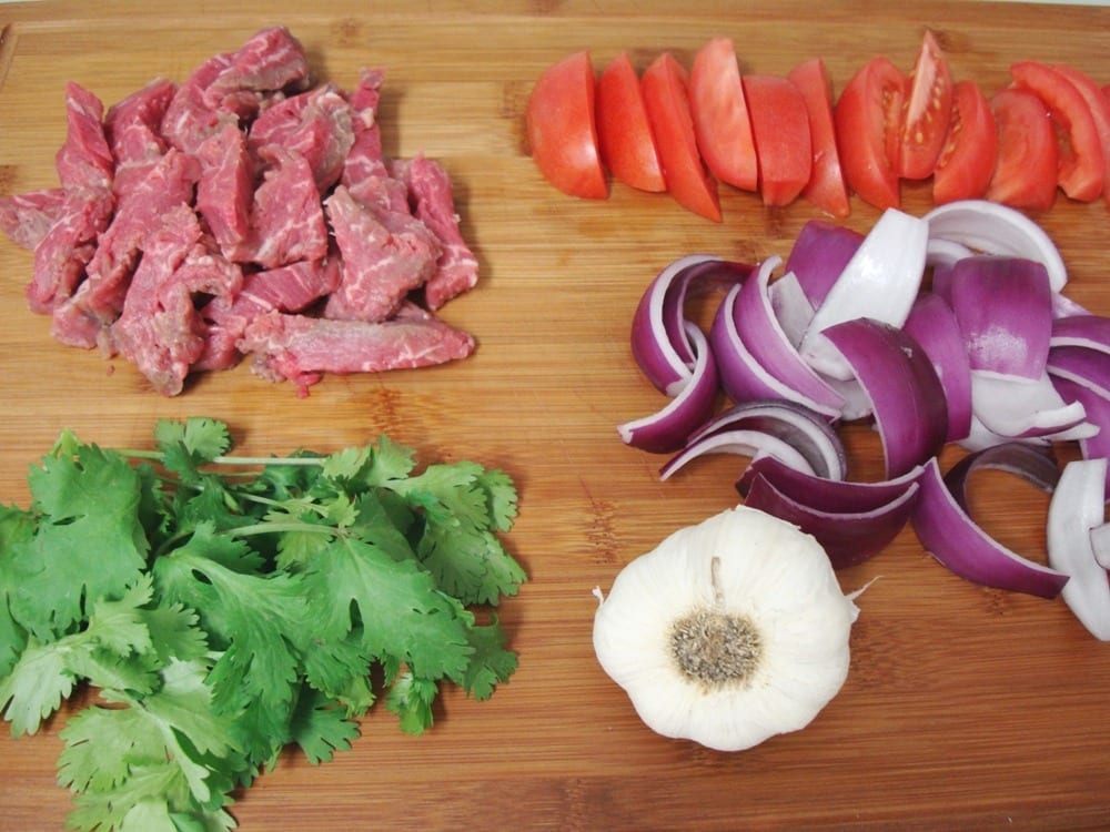 Ingredients for Peruvian Lomo Saltado