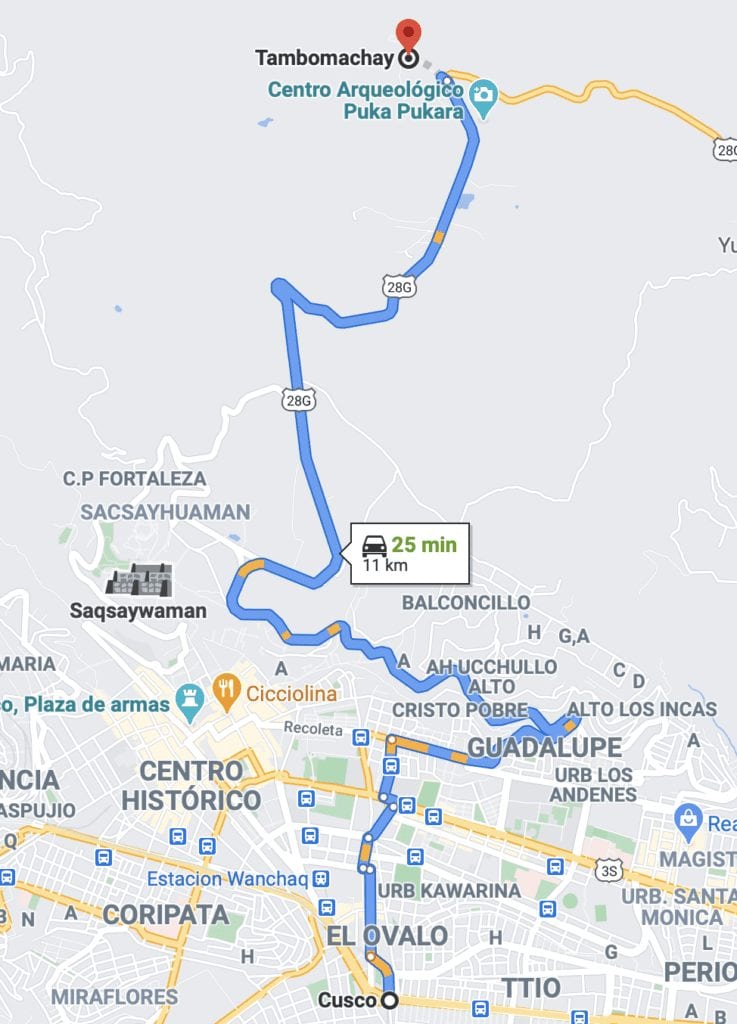Tambomachay map cusco